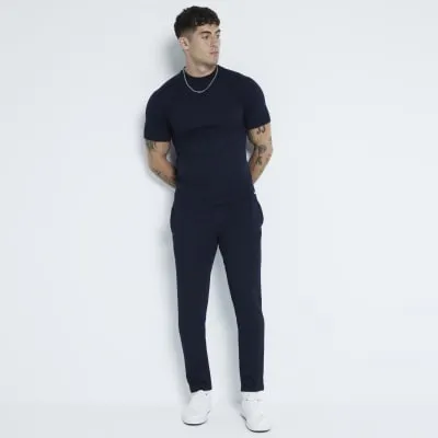 Navy Pique Skinny Fit Joggers sold by River Island