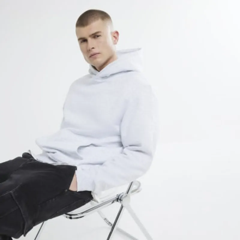 Grey Regular Fit Long Sleeve Hoodie sold by River Island