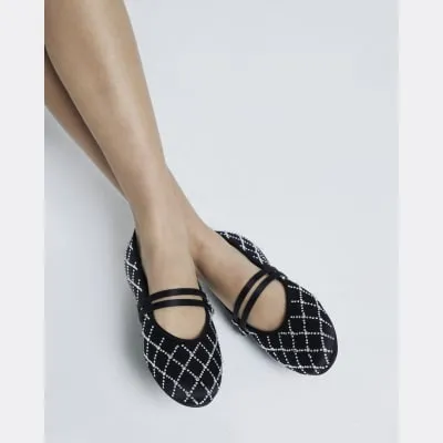 Black Satin Mary Jane Ballet Pumps sold by River Island