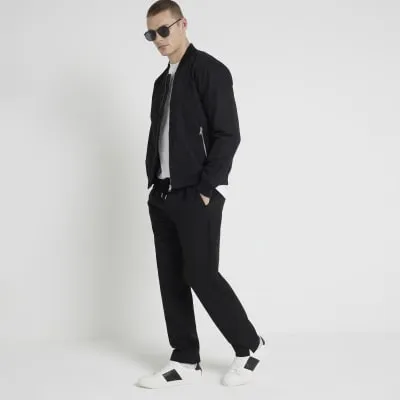 Black regular fit smart joggers sold by River Island