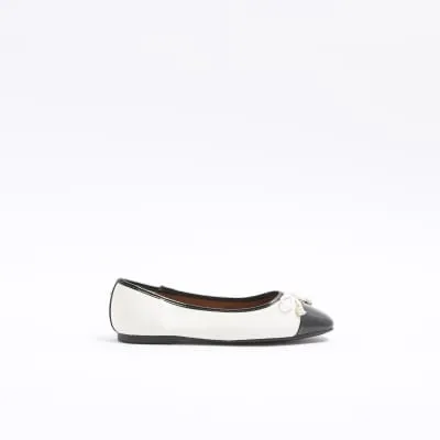 Beige Wide Fit Toe Cap Stitch Ballet Pumps sold by River Island