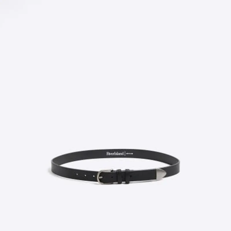 Black Faux Pebble Leather Western Belt sold by River Island