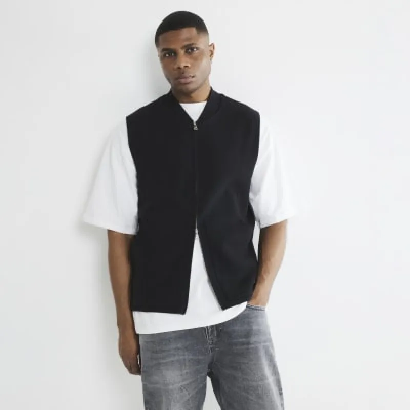 Black Knitted Gilet sold by River Island