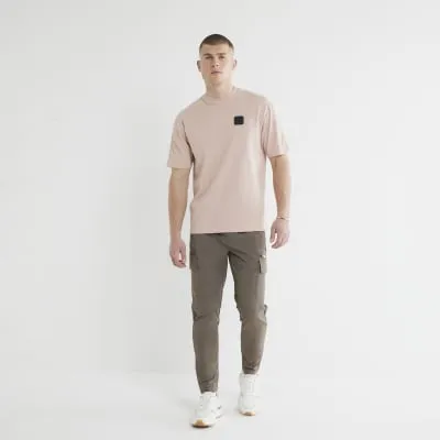 Stone Skinny Fit Cargo Trousers sold by River Island