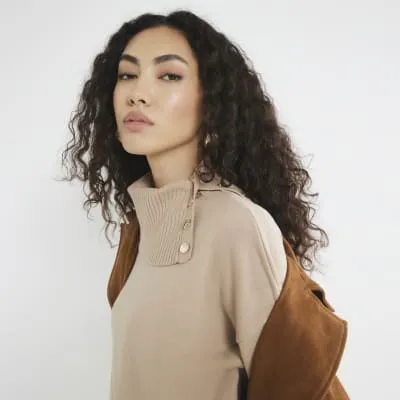 Brown Popper Lounge Jumper sold by River Island