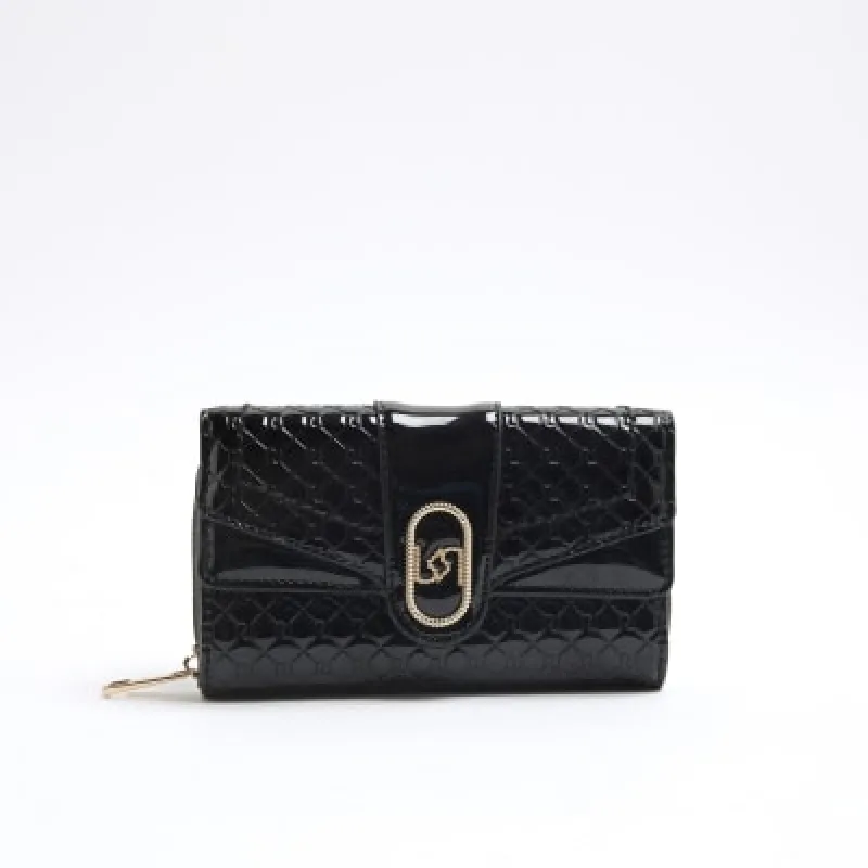 Black Patent Zip Around Purse sold by River Island