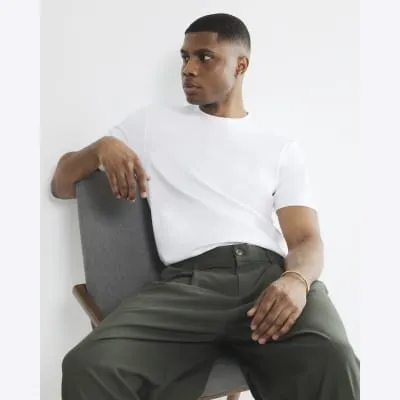 White Slim Fit Short Sleeve T-Shirt sold by River Island