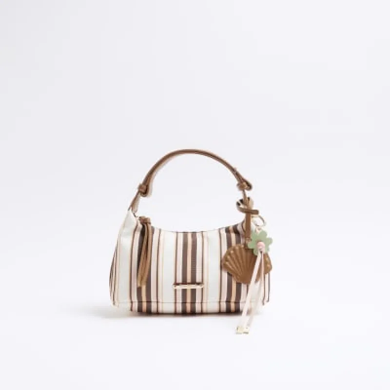 Pink Striped Charm Shoulder Bag sold by River Island