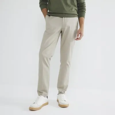 Beige Slim Fit Chino Trousers sold by River Island