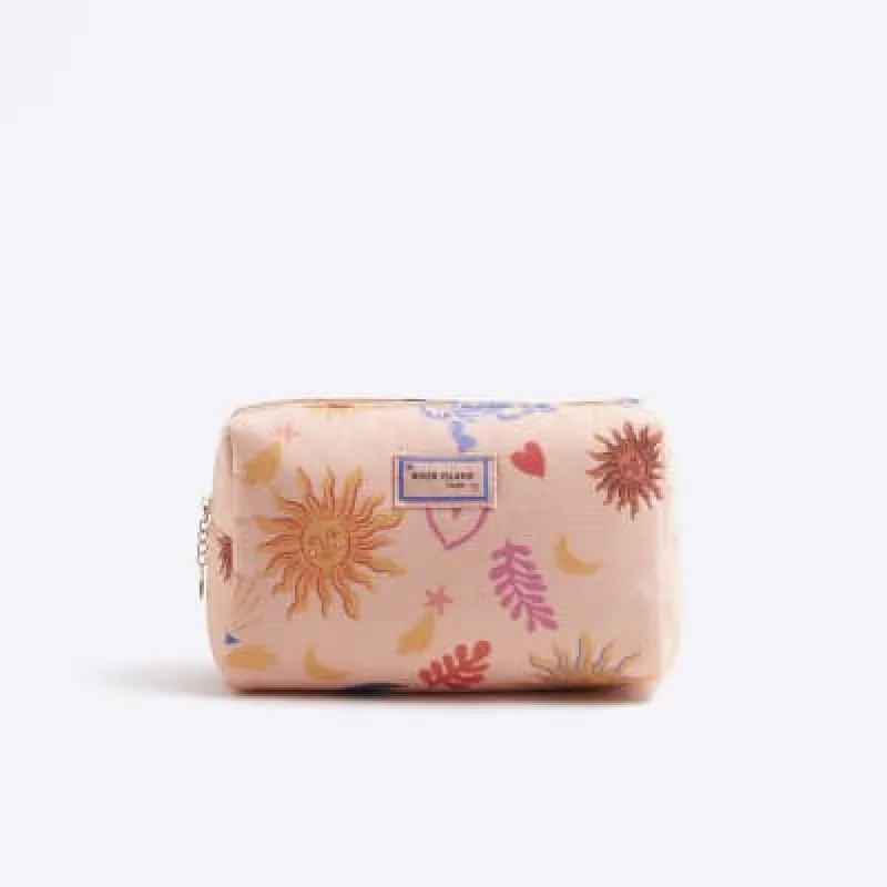 Pink Canvas Sun And Moon Make Up Bag sold by River Island