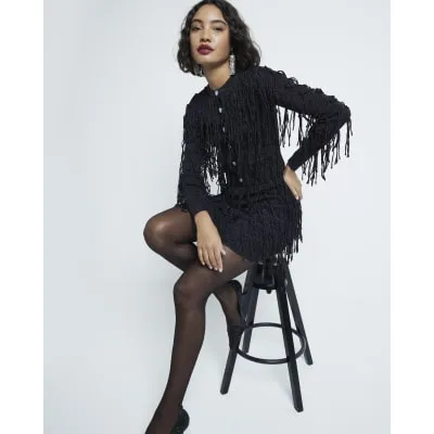 Black Fringe Mini Skirt sold by River Island