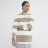 Stone Long Sleeve Waffle Knit Stripe Jumper sold by River Island