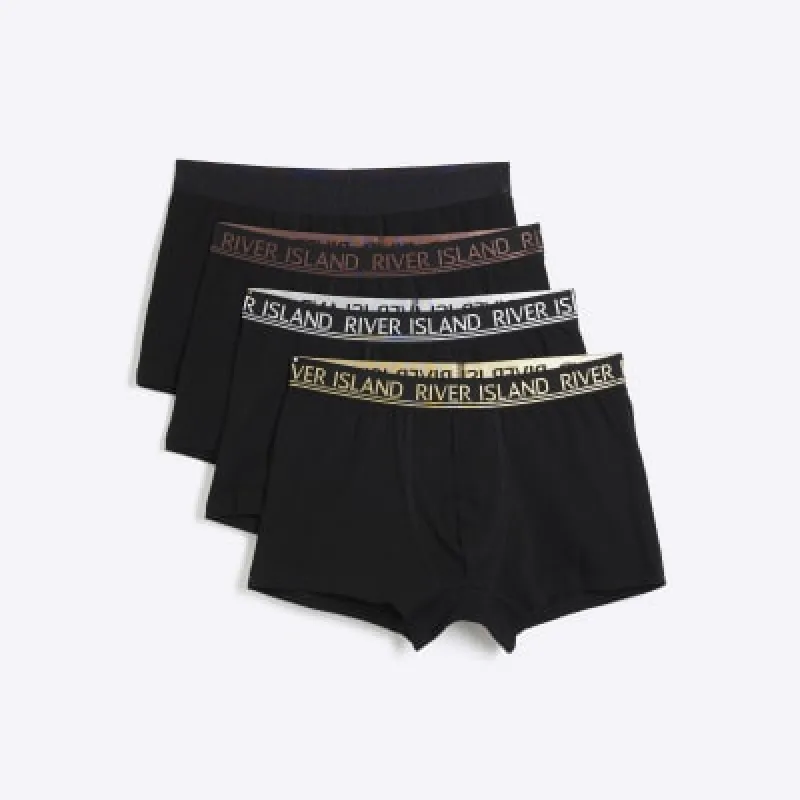 4PK Black Double Tipped Trunks sold by River Island