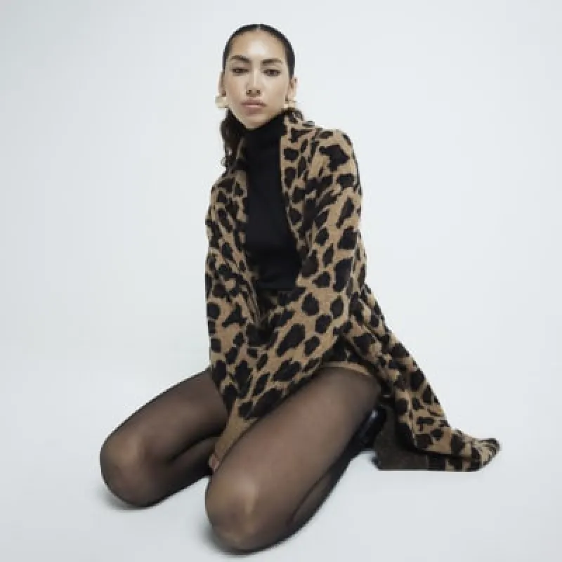 Beige Leopard Maxi Cardigan sold by River Island
