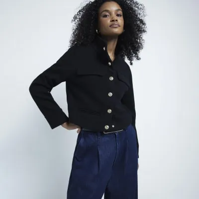 Black Funnel Neck Jacket sold by River Island