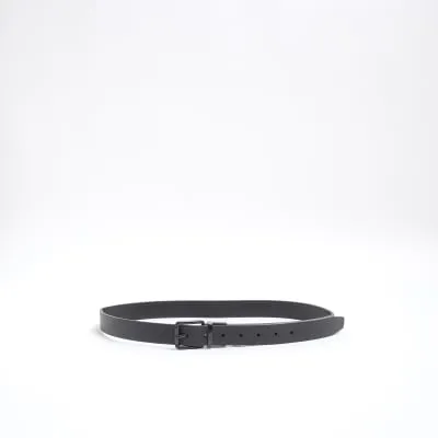 Black Faux Leather Reversible Textured Belt sold by River Island