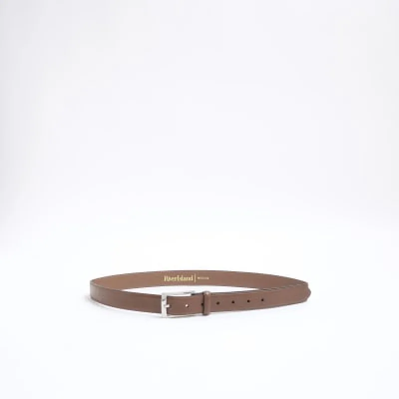 Brown Faux Leather RI Belt sold by River Island