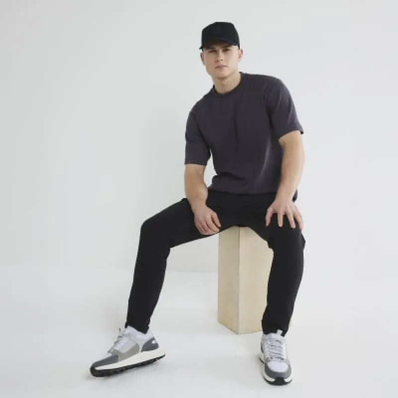 Grey  Short Sleeve Plisse Embroidery T-Shirt sold by River Island