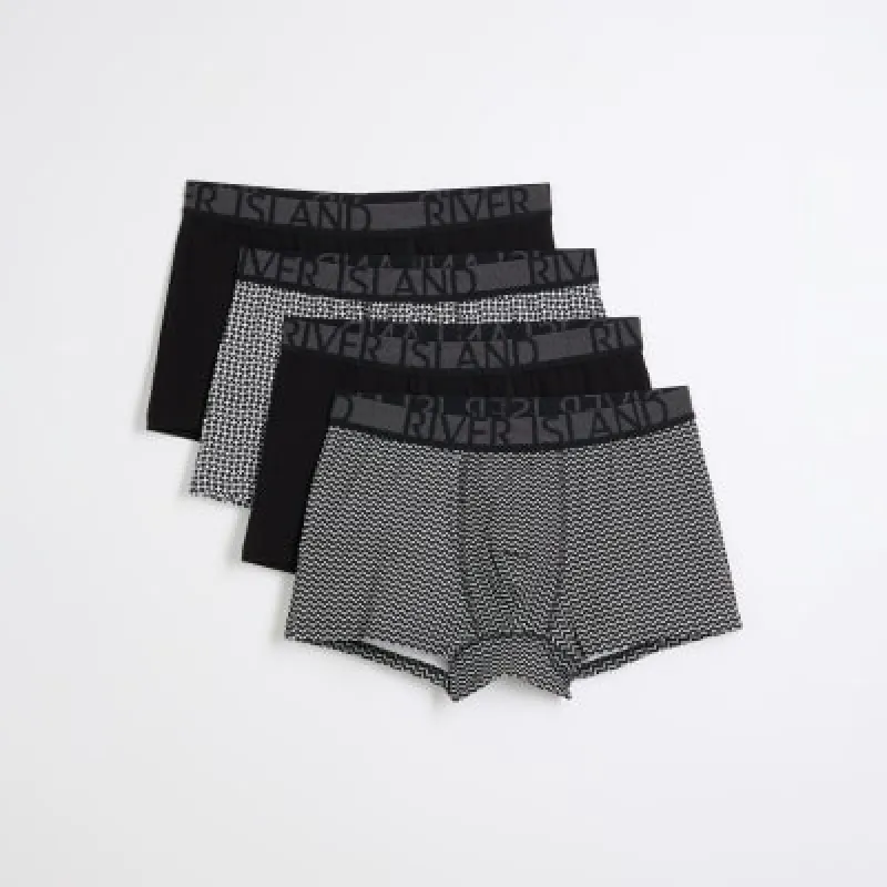 4PK Black Monochrome Trunks sold by River Island