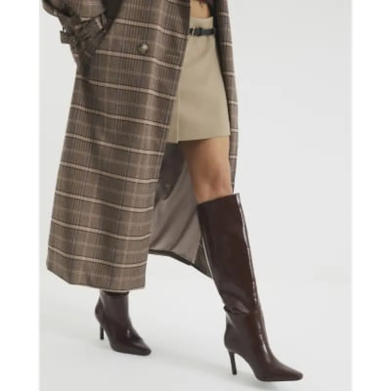 Red Patent Straight High Leg Boots sold by River Island