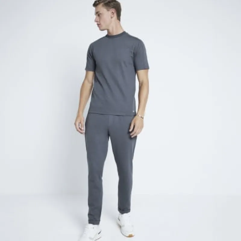 Grey Muscle fit Pique T-Shirt made by River Island