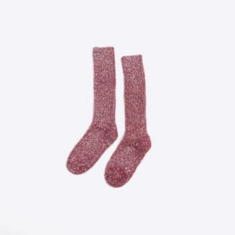 Red Glitter Ribbed Fluffy Socks sold by River Island
