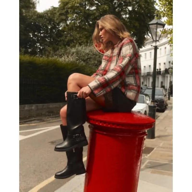 Black High Leg Biker Boots sold by River Island