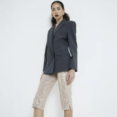 Pink Sequin Pull On Capri Shorts sold by River Island