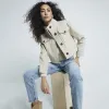 Beige Funnel Neck Crop Jacket sold by River Island