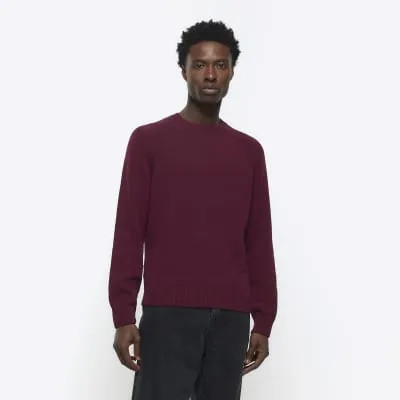 Red slim fit crew neck jumper sold by River Island