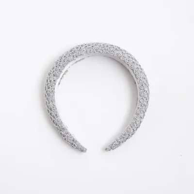 Silver Metallic Knit Headband sold by River Island