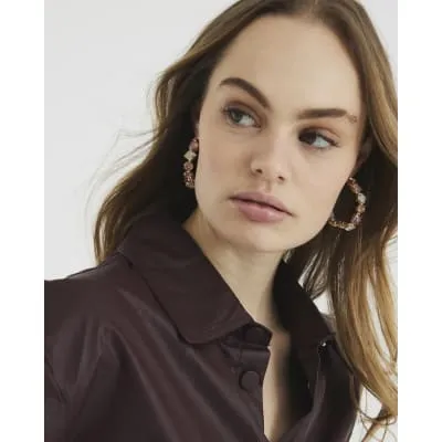 Gold Pastel Crystal Hoop Earrings sold by River Island