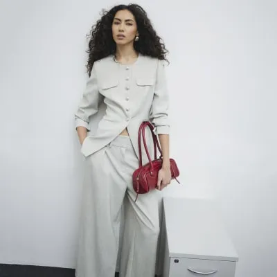 Grey Military Button Front Blazer sold by River Island