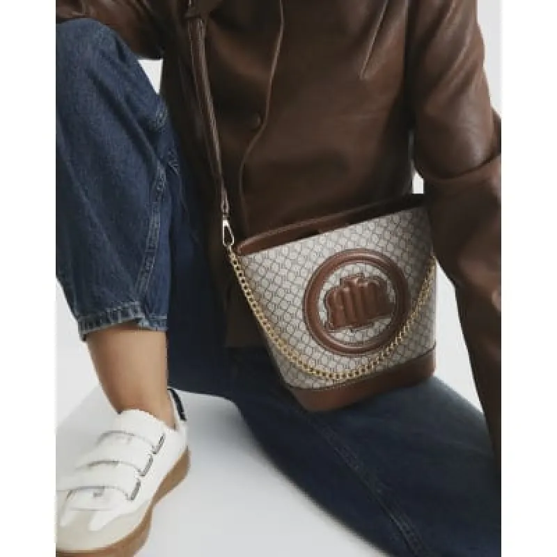 Brown Faux Leather Chain Cross Body Bag sold by River Island