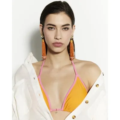 Orange Beaded Tassel Earrings sold by River Island