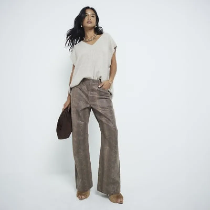 Petite Snakeskin relaxed straight leg jeans sold by River Island