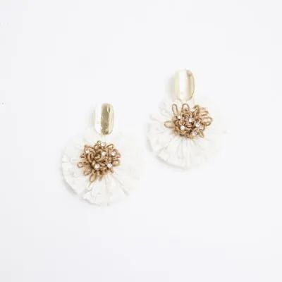 Cream Raffia Flower Earrings sold by River Island