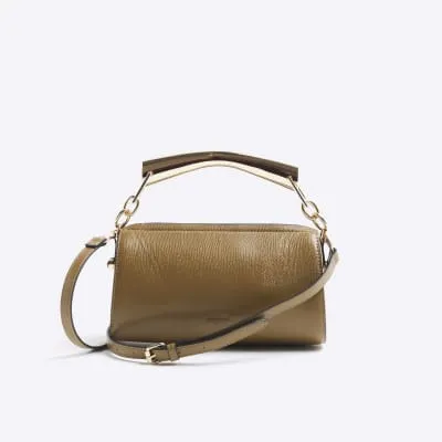 Khaki Metal Handle Cross Body Bag sold by River Island