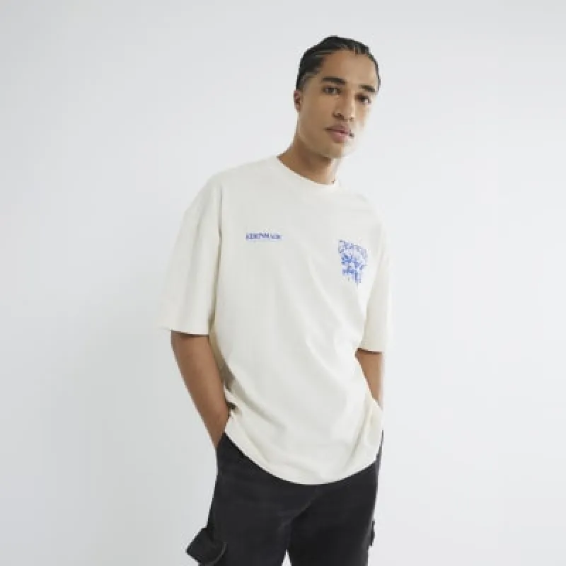 White Short Sleeve Eden Made Gothic T-Shirt sold by River Island