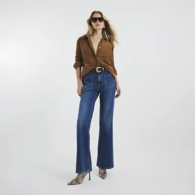 Blue Denim High Waisted Bootcut Jeans sold by River Island