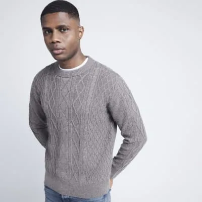 Stone Cable Knit Jumper sold by River Island