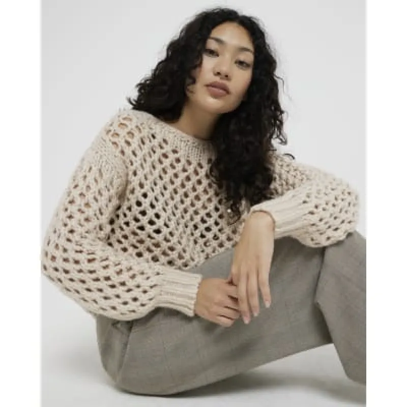 Cream Cable Knit Hole Jumper sold by River Island