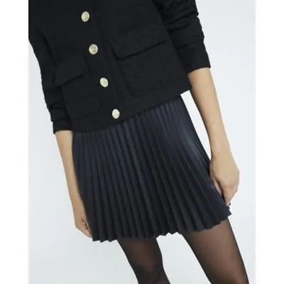 Black Faux Leather Pleated Mini Skirt sold by River Island
