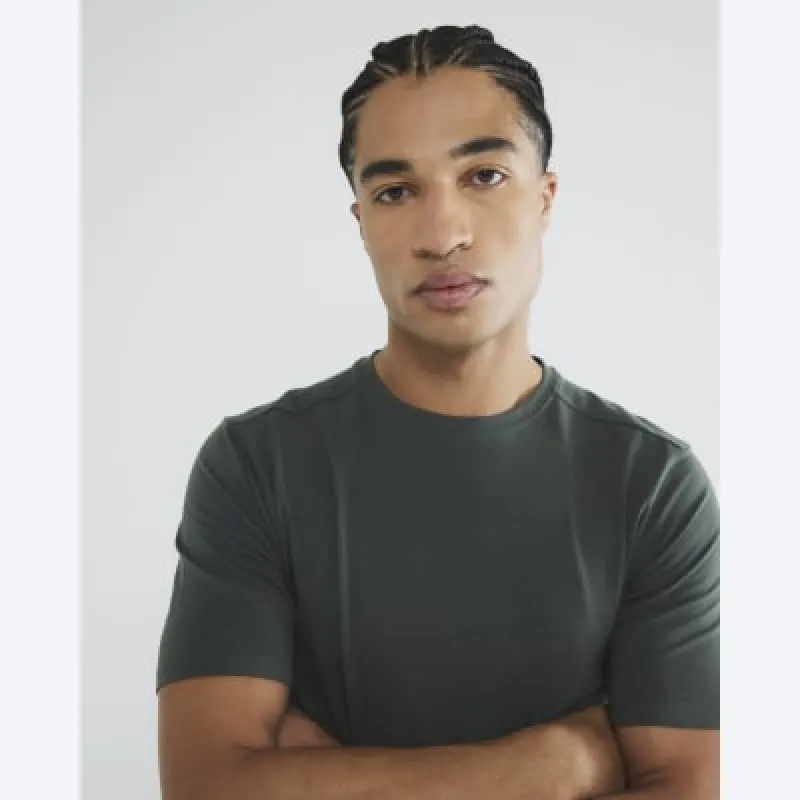 Khaki Muscle Fit Short Sleeve T-Shirt sold by River Island