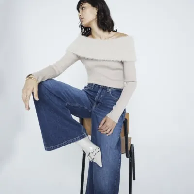 Beige Fluffy Bardot Jumper sold by River Island