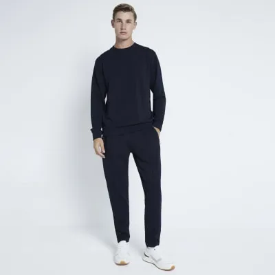 Navy Slim Fit Twill Sweatshirt sold by River Island