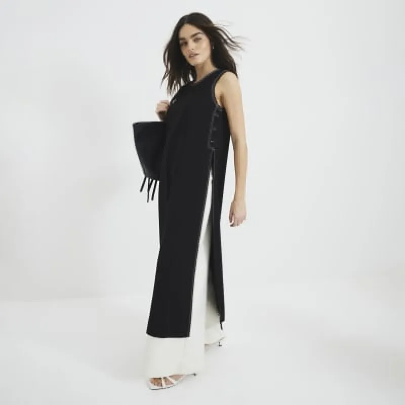 Black Tailored Maxi Top sold by River Island