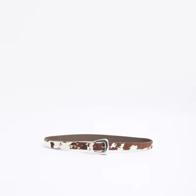 White Square Buckle Cow Belt sold by River Island