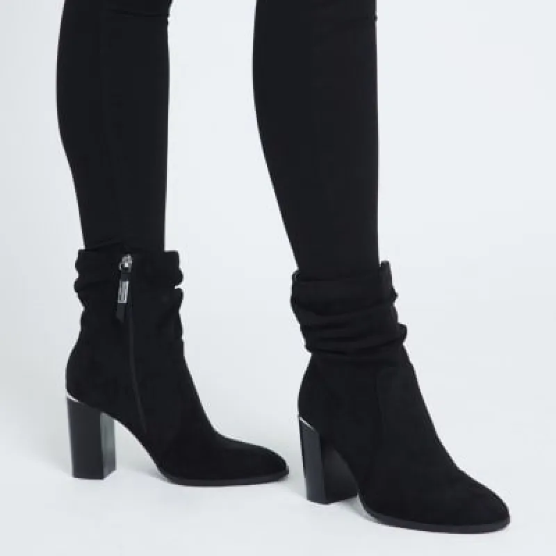 Black Wide Fit Ankle Heeled Boot sold by River Island