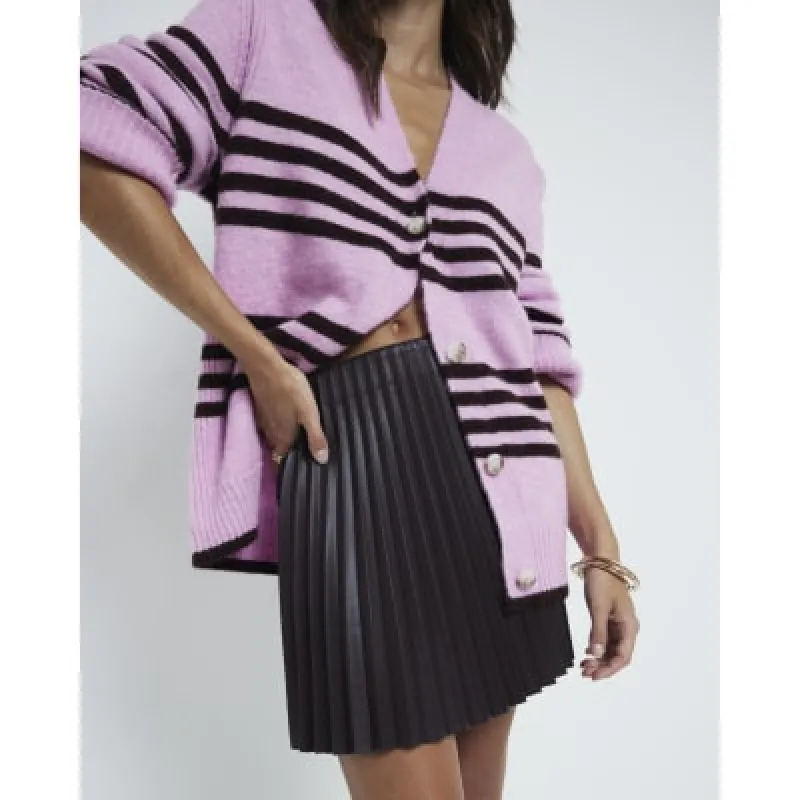 Red Faux Leather Pleated Mini Skirt sold by River Island
